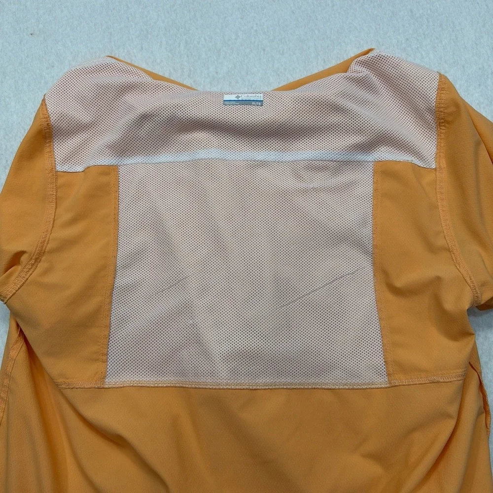 Columbia PFG Outdoor Vented Omni Shade Button Up Shirt Pockets Orange Mens XL - Picture 15 of 16